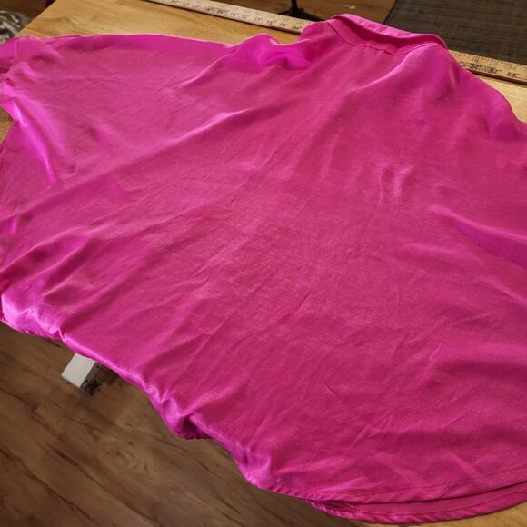 Bucketlist Pink Fuscia Silk Batwing Collared Blouse Soft Satin Unique - Picture 7 of 7